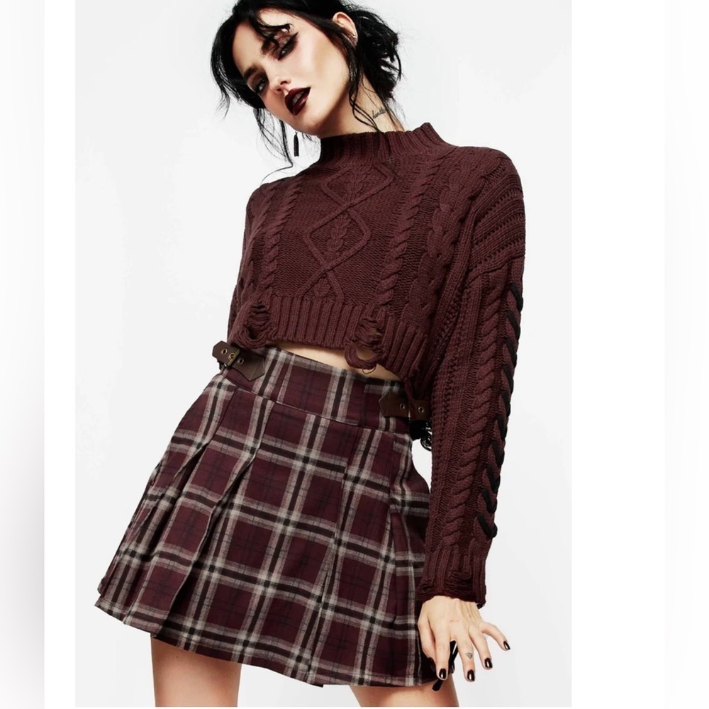NWT Disturbia Bramble Check Pleated Mini Skirt